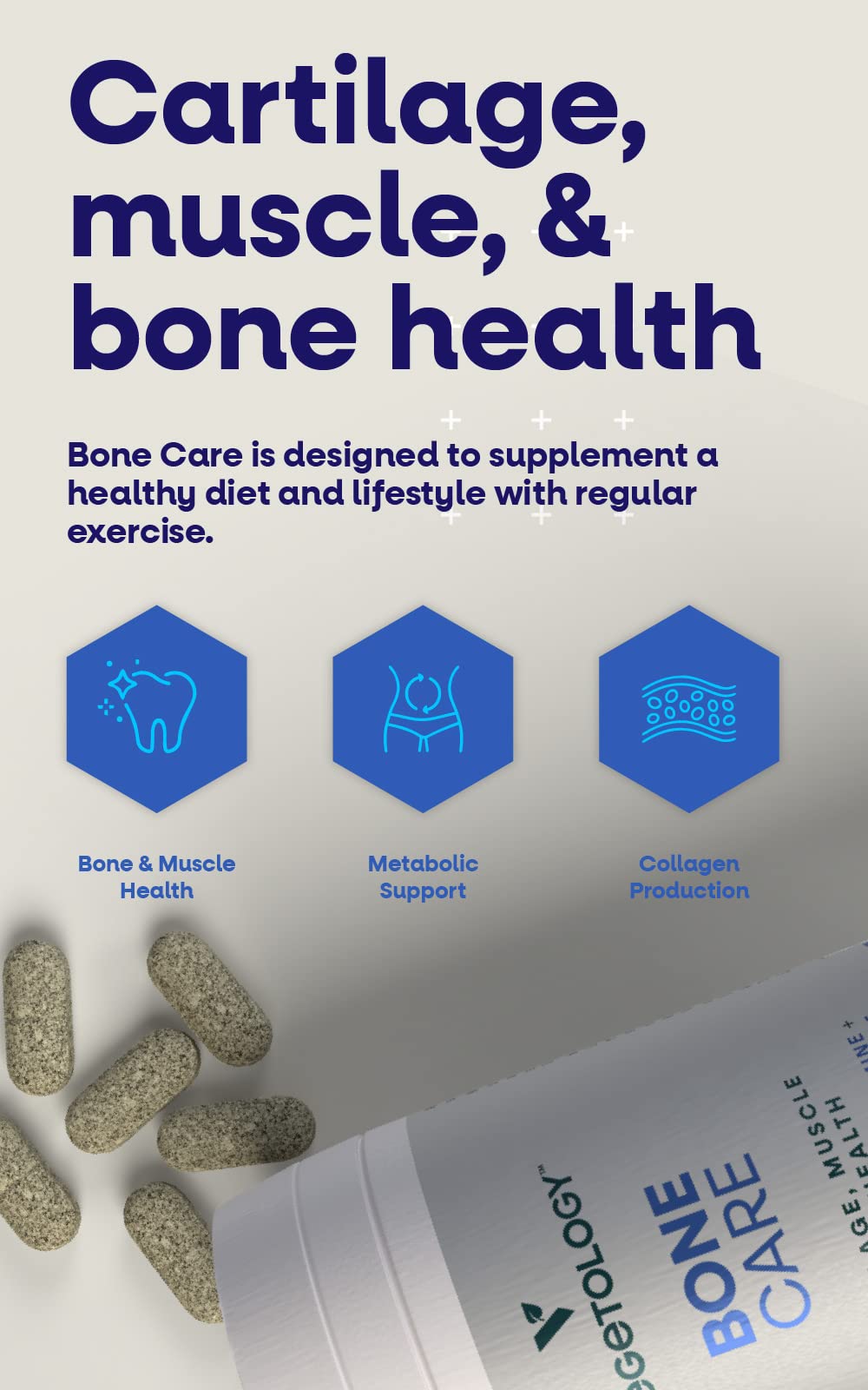 Vegetology Bone Care | Glucosamine & Phytodroitin™ - Vegan Alternative to Chondroitin | Sustainably Sourced | for Jointcare & Bone Support | Suitable for Allergies & Vegans | Made in UK