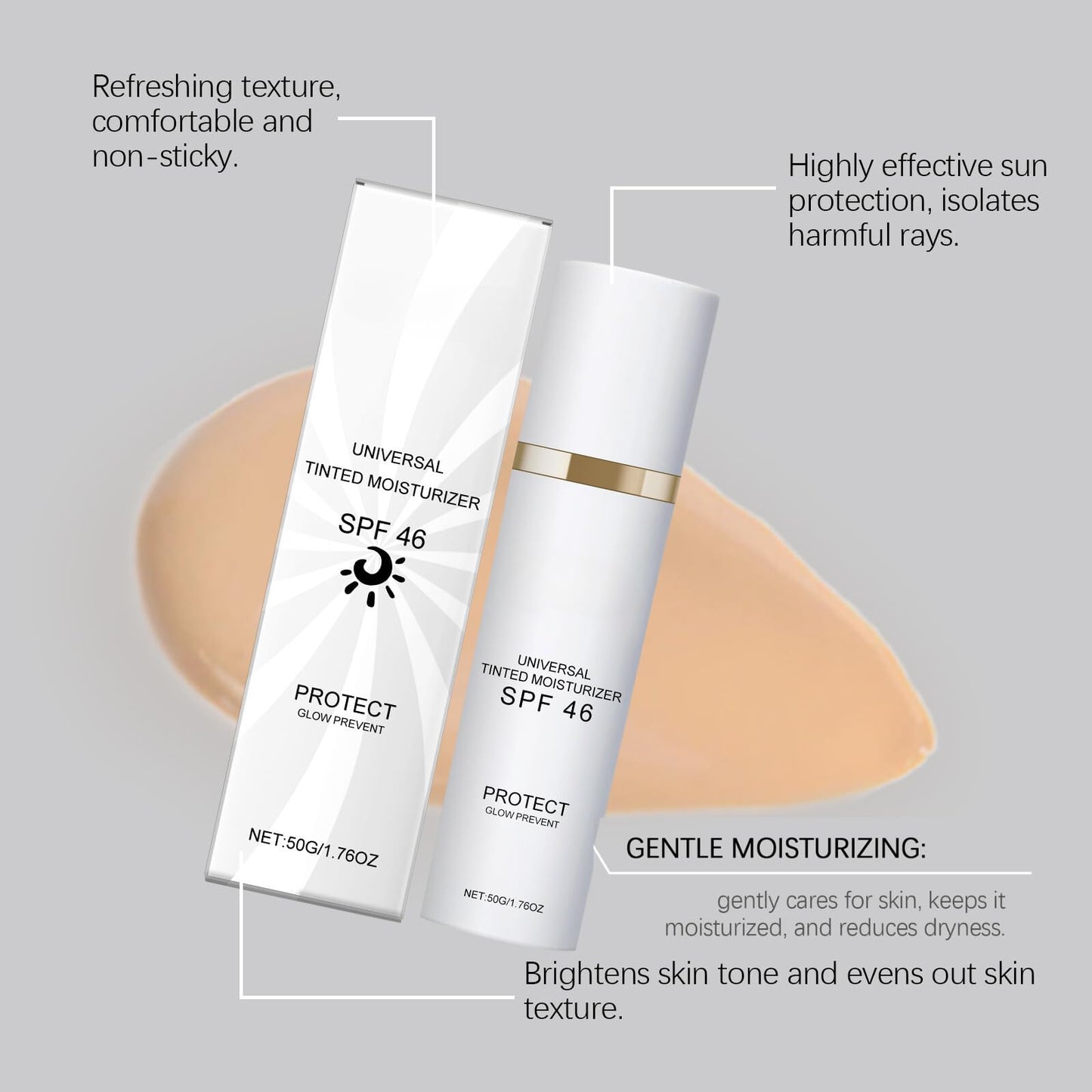 Tinted Moisturizer With SPF 46 Anti-Aging Tinted Sunscreen For Face Universal Tinted Sunscreen All-In-One Face Tinted Moisturizer And Foundation With Broad Spectrum Protection Against Uva And Uvb Rays