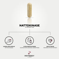 Insynergy Labs Nattokinase 2,000FU High Strength (Japan Sourced) Fermented Natto Ultra-Premium Grade 3rd Party Tested (Sourced from Japan) Nattokinase Supplement, 60 Vegan Capsules
