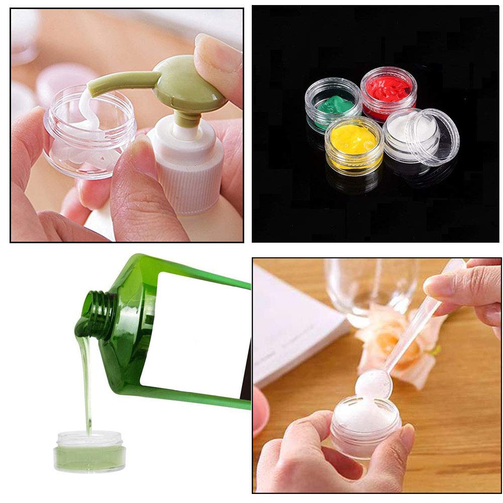 Desenda 20PCS 5ml Clear Sample Pots Empty Small Travel Containers Leak Proof Refillable Cosmetic Jars Makeup Sample Containers with Lid, Storage Pot for Lip Balm Scrub DIY Cosmetic