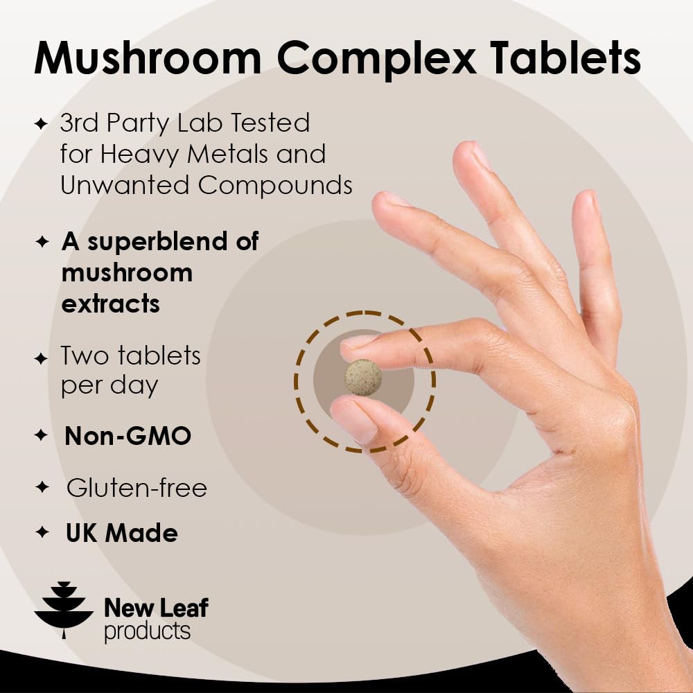 Mushroom Complex - Lions Mane Mushroom Cordyceps Mushroom Chaga Mushroom Reishi Mushroom Shiitake and Maitake Mushroom Blend - High Potency Mushroom Supplement - Made in The UK Made in The UK