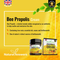 Natural Answers Bee Propolis Cream 60ml - Moisturising Natural Propolis Balm Ointment Remedy for Dry Skin, Cold Sores and Spots - UK Manufactured