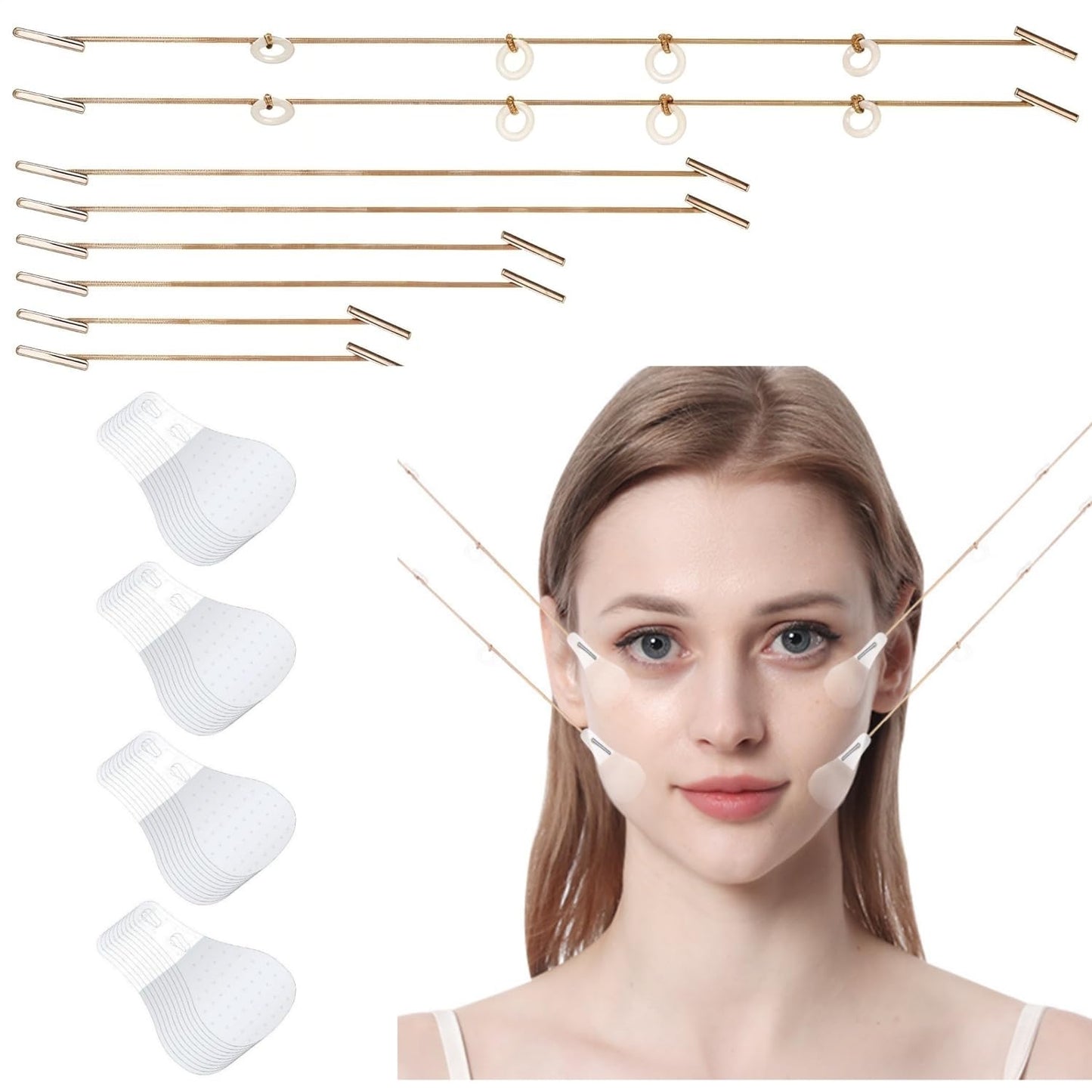 YEGERING Face Lift Tape,40 Pcs Invisible Face Lift Tape & Skin Tightening Patches for Lifting Makeup Tool,Non-Slip Face Neck & Eye Lift Tape for All Skin Types (clear)