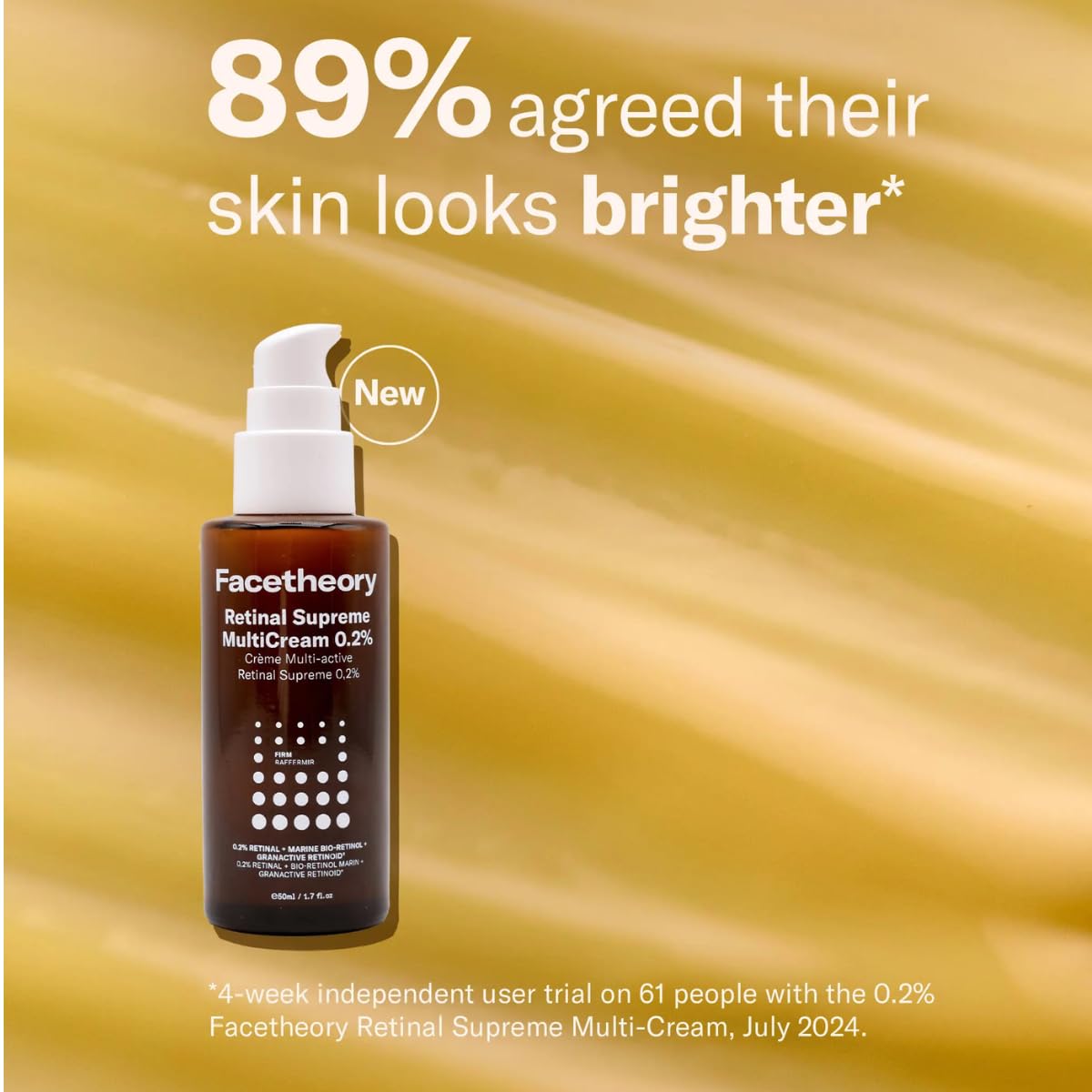 facetheory All-in-One Anti Aging Serum & Moisturizer - Facetheory Retinal Supreme MultiCream 0.1% (Unscented) - Brightening, Firming & Plumping Overnight Treatment - Vegan & Cruelty Free (50ml)