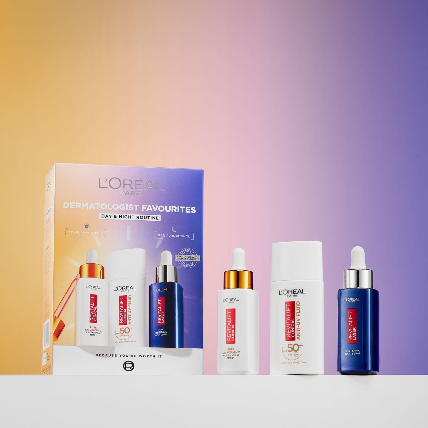 L'Oreal Paris L'Oréal Paris Dermatologist Favourites Gift Set with Vitamin C and Retinol, Your Complete Day & Night Routine