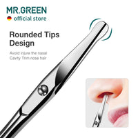 MR.GREEN Facial Hair Scissors Rounded Nose Hair Scissors Stainless Steel Mustache Beard Eyebrows Eyelashes Trimming Clippers (Mr-2002-UK)