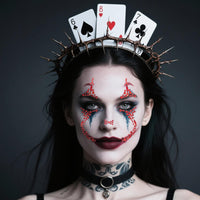 HOWAF 2 PCS Halloween Face Stickers Jewels, Clown Face Tattoos Rhinestone Temporary Tattoos for Clown Costume Halloween Costumes Men Women Kids, A