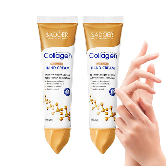 QIEEUMIN 2 PCS Collagen Hand Cream Hydrating Moisturising Nourishing Prevent Dryness Cracking and Roughness Skincare Collagen Anti-Wrinkle Hand Cream