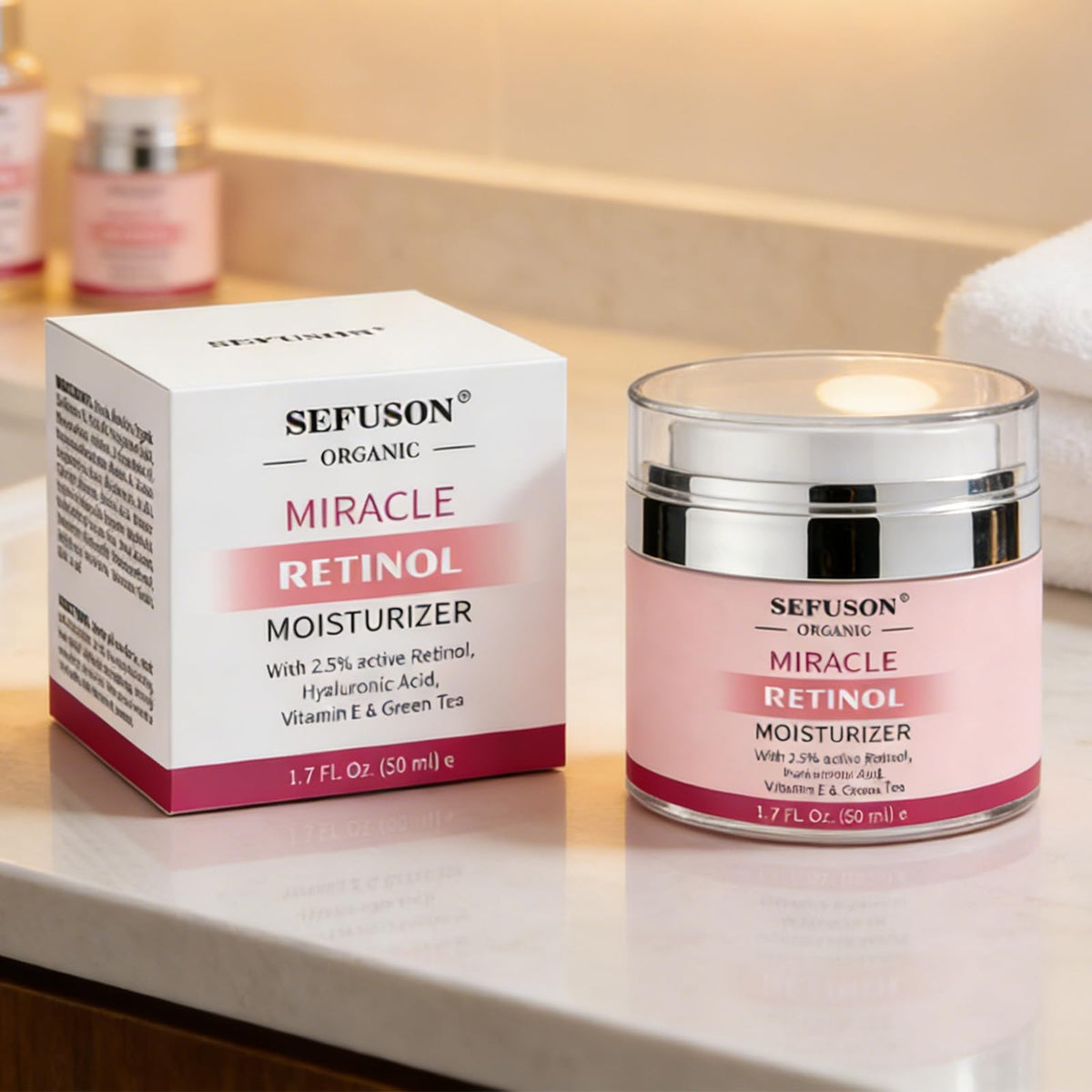 SEFUSON Retinol Moisturizer Cream,For Face&Eye Area Anti Aging Wrinkles & Acne & Fine Lines,with Vitamin E&Hyaluronic Acid & Jojoba Oil.Best Night&Day Facial Cream.With 2.5% Active Retinol (50Milliliter)