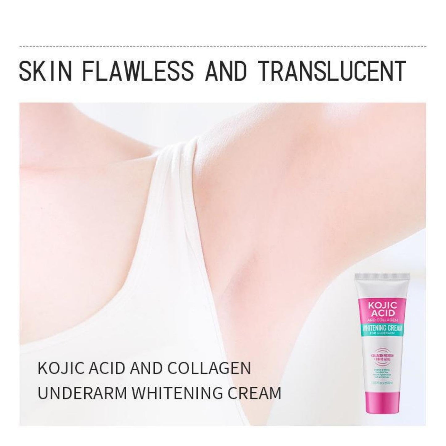 Generic Brightening Cream for Underarm & Body – with Kojic Acid & Glycolic Acid – Lightweight Moisturizing Cream for Face, Elbows, Knees, Inner Thigh Bikini Line (2pcs)