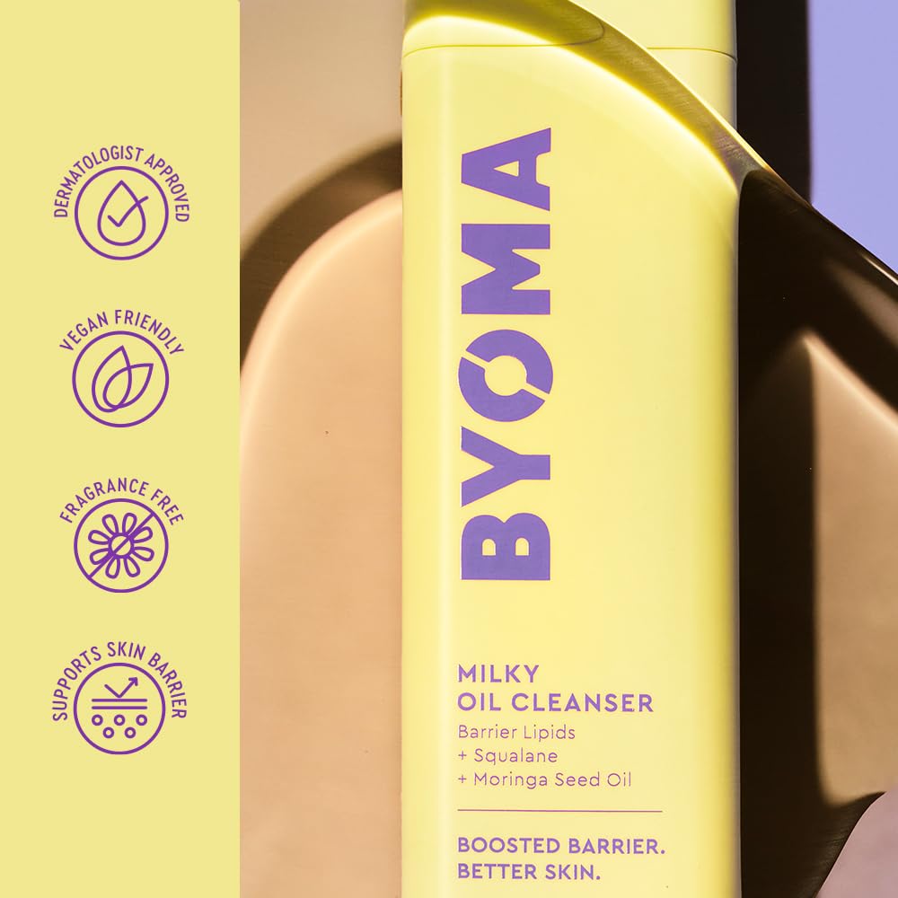 BYOMA Milky Oil Cleanser (100ml) Hydrating Facial Cleanser with Skin Barrier Repair - Deeply Hydrated and Nourished Skin, No Oily Residue, Vegan