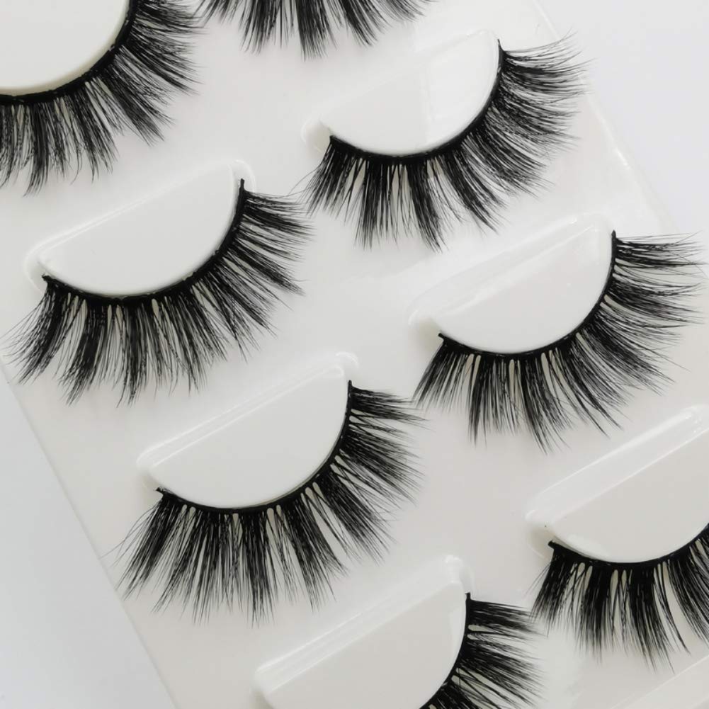 Elocoise False Eyelashes,3D Eye Lashes Reusable 4 Pairs Long Hand-made Faux Eyelashes for Eye Makeup (G107)