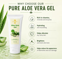 RSAFSBY 100% Natural Aloe Vera Gel for Face, Body & Hair - 100g Cold Pressed - Soothing, Hydrating & Repairing - Relieves Dry Skin, Sunburn, Blemishes & Itchy