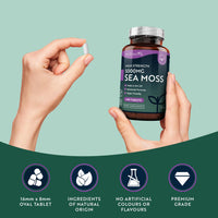 5000mg Sea Moss Tablets - 400 Irish Sea Moss Vegan Supplements for 6.5 Months of Supply, Contributes to Normal Energy-Yielding Metabolism, Skin & Cognitive Function (EFSA) Made in The UK by Nutravita