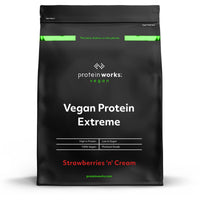 Protein Works - Vegan Protein Extreme , 29g Plant Based Protein , Added Vitamin Blend , 14 Servings , Strawberries 'n' Cream , 500g
