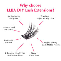 Quickie by LLBA DIY Lash Extensions | Handmade Cluster Individual Lashes | C/D Curl | 8-16mm Mixed Lengths | Easy Home Eyelash Extensions Application (Everyday Classic 003, D 8mm-14mm)