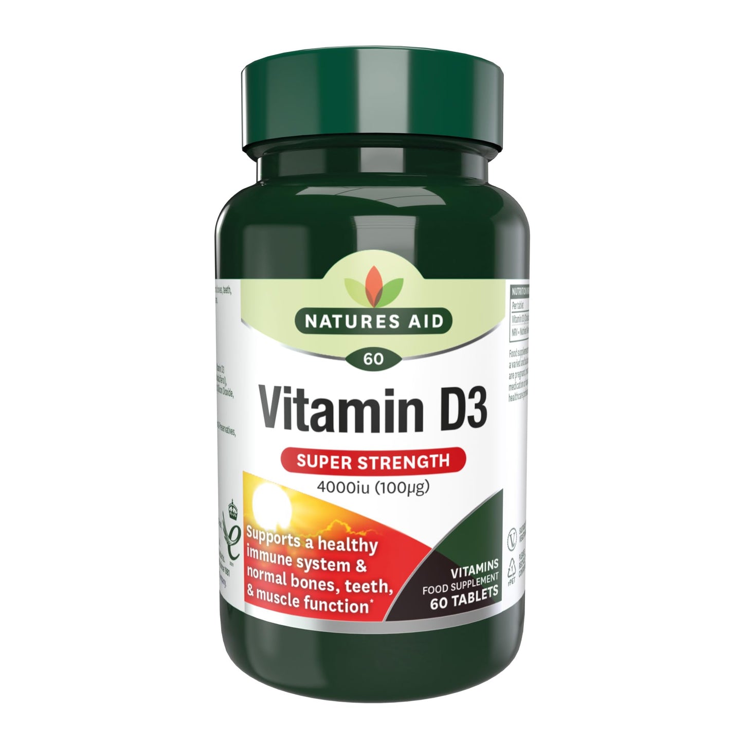 Natures Aid Super Strength Vitamin D3 4000iu, 60 Tablets