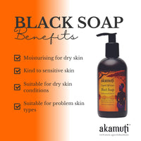 Akamuti Liquid African Black Soap 250ml with frankincense and patchouli