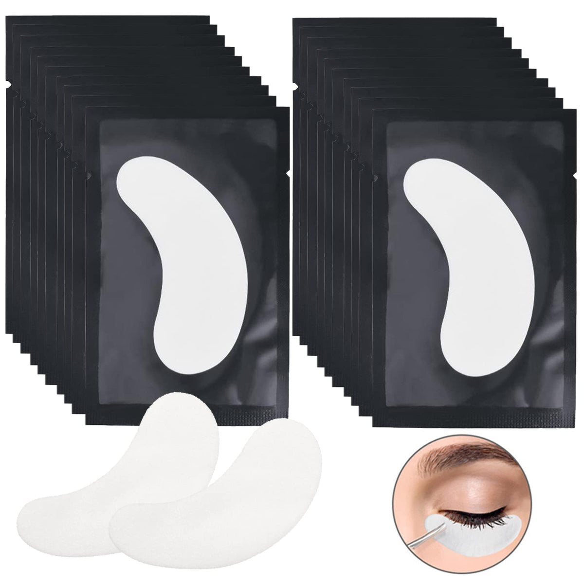 adspow Eyelash Extension Pads,Eye Gel Pads,Under Eye Gel Pads,Under Eye Gel Patches Lint Free Eye Patches for Eyelash Extensions (Black-20Pairs)