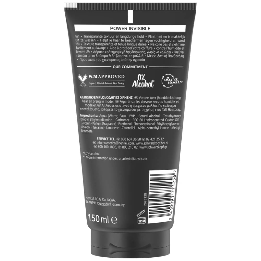 TAFT Schwarzkopf Taft Gel Power Invisible not stick Hold 5-150ml x 2 Gel