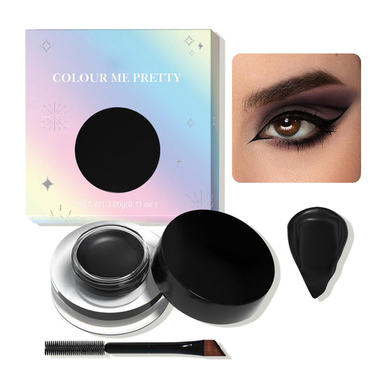 Generic Black Matte Eyeshadow – Creamy, Highly Pigmented, Waterproof & Long-Lasting, Smooth & Blendable Formula with Brush for Daily or Cosplay Eye Makeup