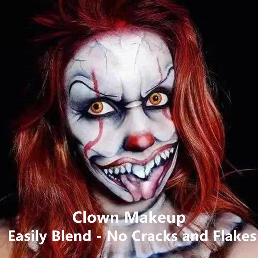 Go Ho White Black Red Colors 3 In 1 Body Paint Set,3 Colors Face Paint Wheel for Special Effects,Zombie Vampire Skeleton Halloween Costume Clown Makeup Body Paint