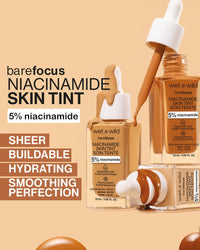 Wet n Wild Bare Focus Niacinamide Skin Tint, Hydrating Tinted Serum with Hyaluronic Acid, Lightweight Sheer-to-Medium Glow, Oil-Free Makeup, Medium Sand