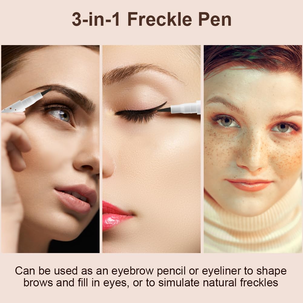 LOPHE Natural Freckle Pen for Face, Ultra-Fine Tip Realistic Freckles Makeup, Waterproof & Long-Lasting, Easy to Use & Remove, Coffee Brown (Slim Barrel), 1 Pc
