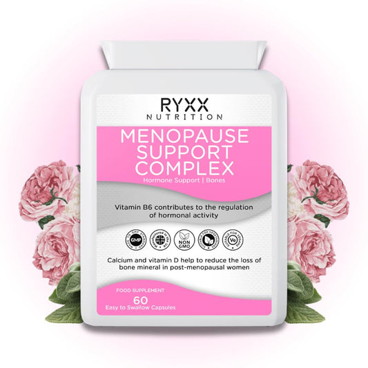 Ryxx Menopause Support Complex | Natural Menopause Supplements for Hormone Balance & Bone Health | 60 Vegan Capsules | Made in The UK by RYXX