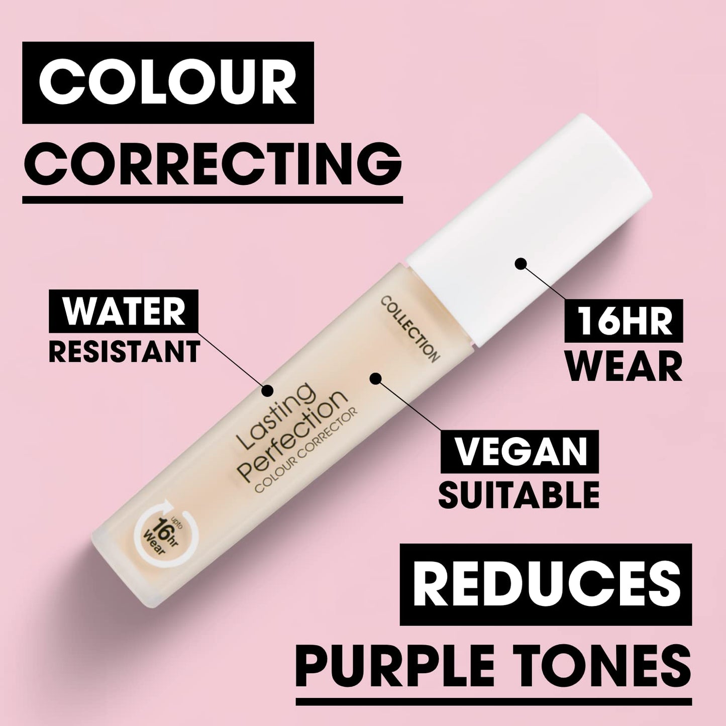 Collection Cosmetics Lasting Perfection Colour Correction Concealer, Reduces Dark Circles and Redness, Lemon