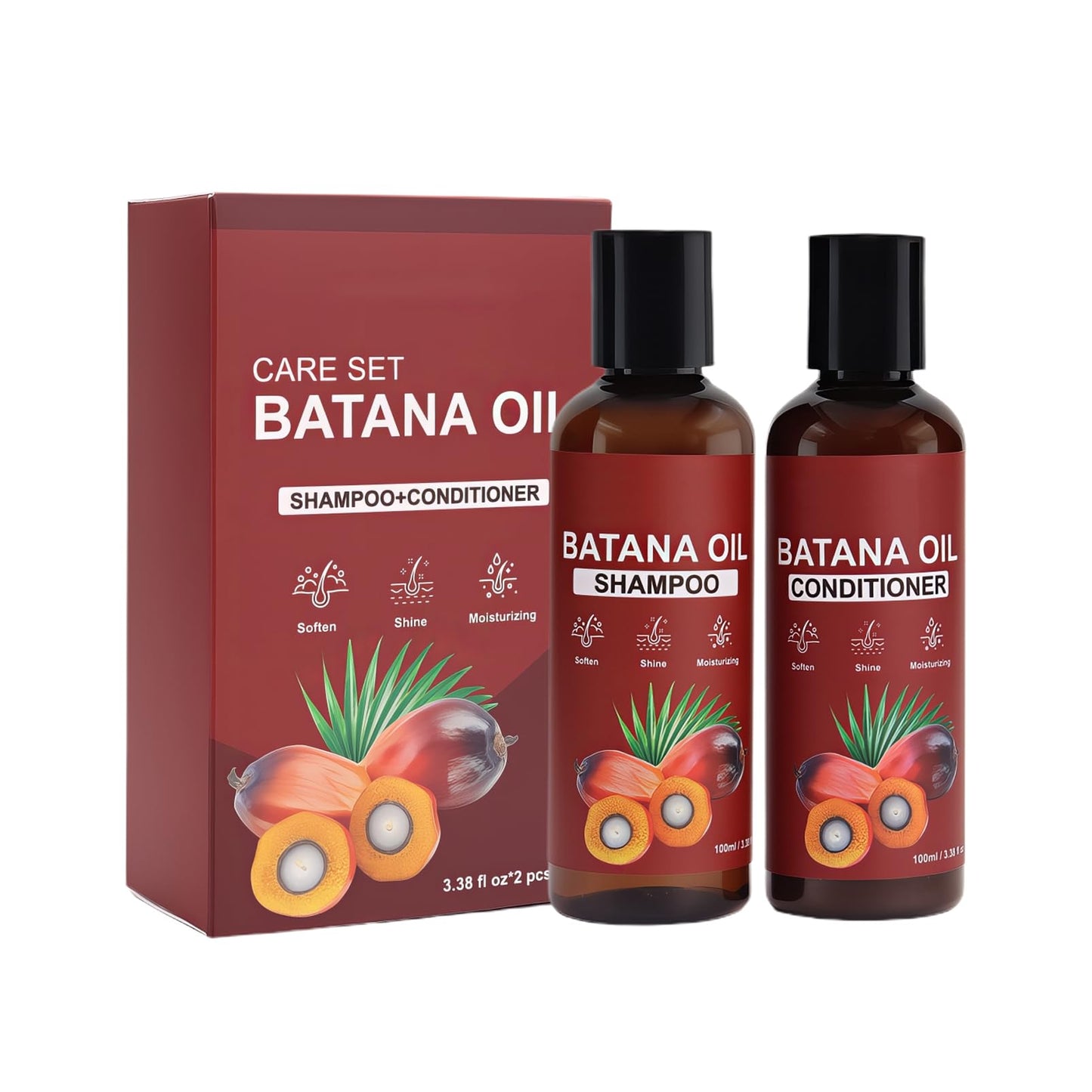 DMQ Batana Oil for Hair Care Set,Batana Oil Shampoo and Conditioner,Deep Nourish Scalp,Restores Damaged Hair,Natural Hair Growth Oil Effective Against Regional Alopecia,Smooth Hair Travel Set
