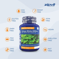 Ginkgo Biloba 6000mg Standardised Leaf Extract, 360 Vegan Tablets with Vitamin B3 and B5. Supports Focus, Mental Performance, and Energy. Vegetarian Society Approved. 12 Months Supply.