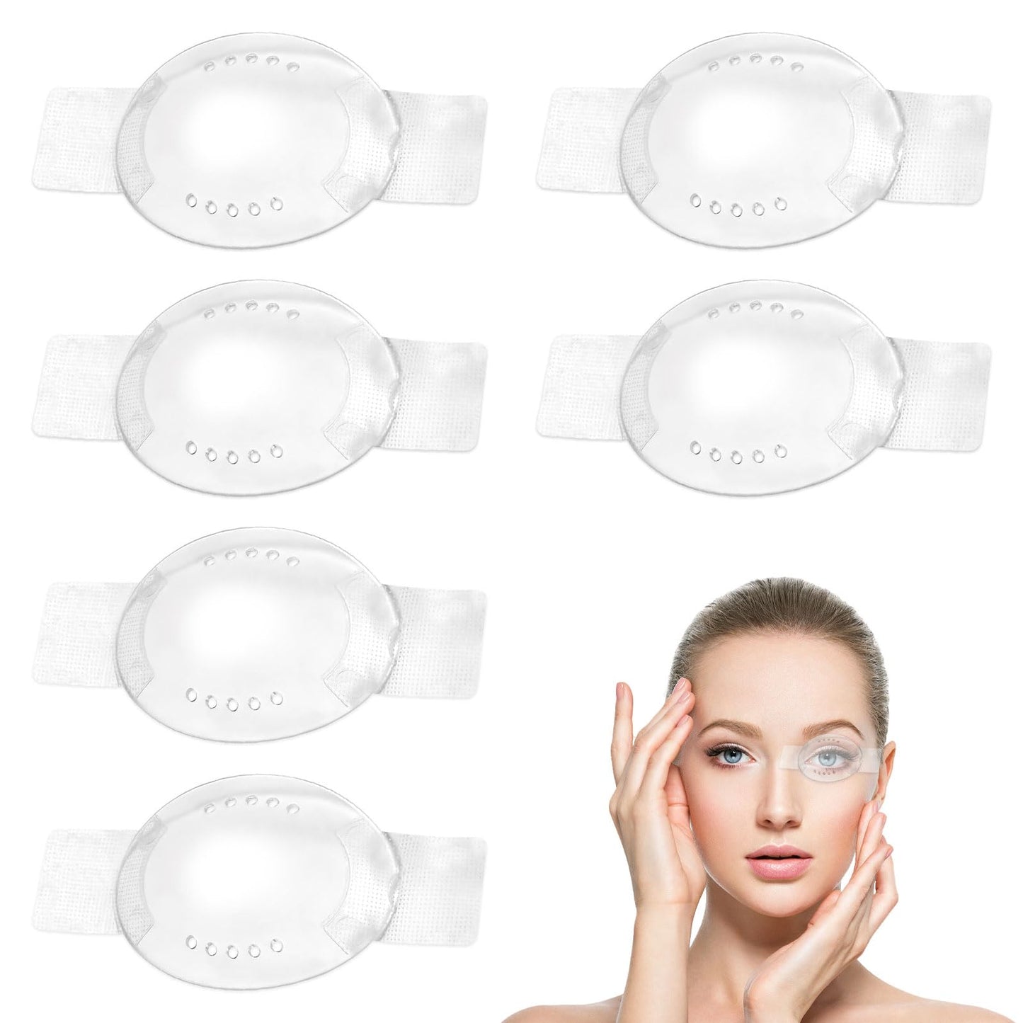 Eophmi 6 Pcs Eye Shield After Cataract Surgery, Transparent Eye Patches for Adults Kids, Eye Shield After Surgery, Single Eye Shields After Breathable with Small Hole