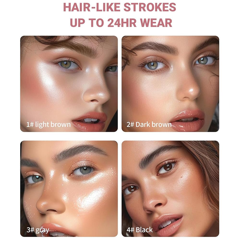 ZDHSOY Magic Eyebrow Pencil - 2024 New Magic Eyebrow Microblading Pen/Upgrade 4-Tipped 3D Waterproof Microblading Eyebrow Pencil Contouring Pen for Natural Eyeliner Makeup (01 Light Brown)