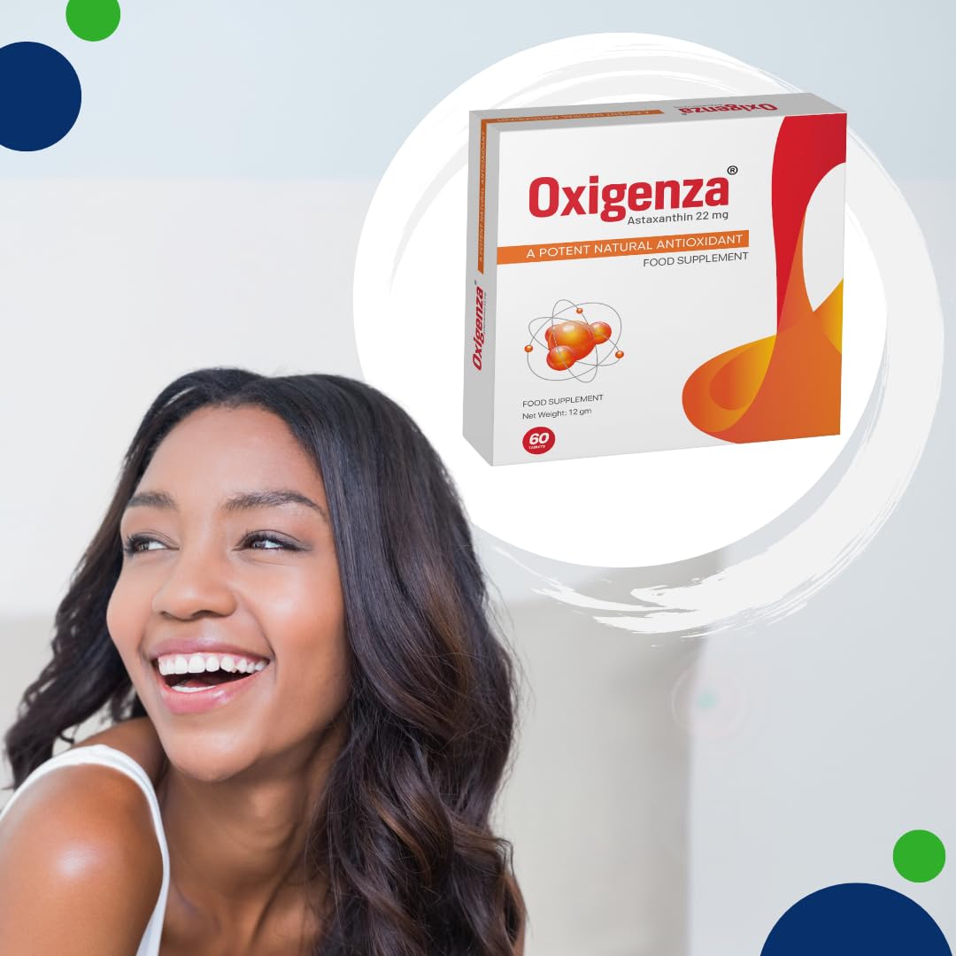 Oxigenza Astaxanthin 22mg - 60 Tablets – Premium Antioxidant Support for Skin, Eyes & Vitality