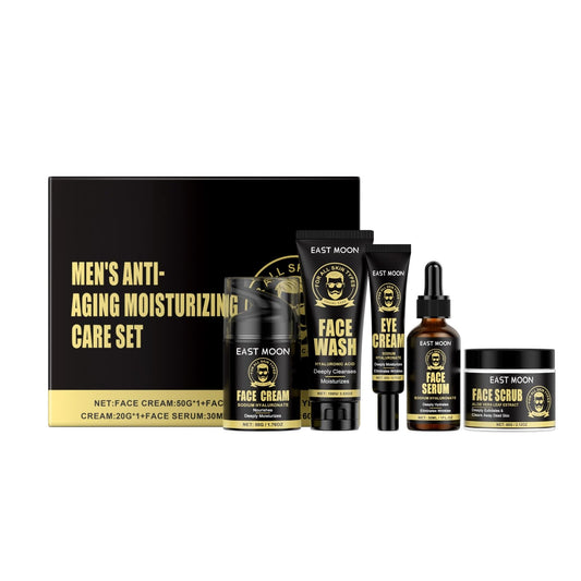 Lumiter Men's Anti-Ageing Skincare Set, 5-Piece Mens Skin Care Sets & Kits, Mens Facial Kit with Face Wash, Scrub, Serum, Face Cream, Eye Cream