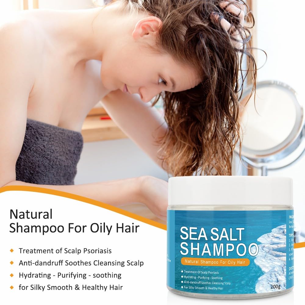SOLOTREE Sea Salt Shampoo for Itchy Scalp & Dandruff, Anti Dandruff Hair Care with Sea Salt, Scalp Soothing & Moisturising, 200G