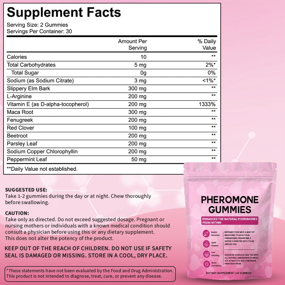 Govixed Pheromone Gummies, Premium Feminine Balance Gummies for Women's Health & Wellness, Strawberry Flavor -60 Gummies -30 Servings