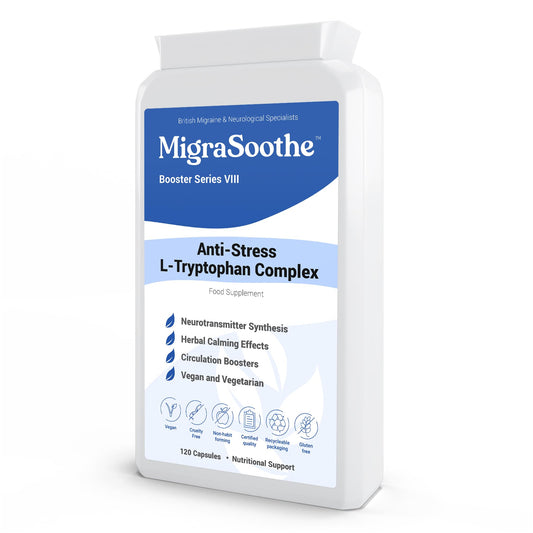 MIGRASOOTHE MigraSoothe L-Tryptophan Complex Booster Series VIII – Anti-Stress Formula for Migraine Calm and Relaxation – 120 Vegan Capsules (120)
