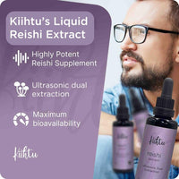 Kiihtu Reishi Liquid Extract Tincture - 50ml | High Strength 2000mg per Serving, Premium Mushroom Tincture Drops | Highest Bioavailability & Absorbency Supplement for The Mind, Sleep & Vitality | UK
