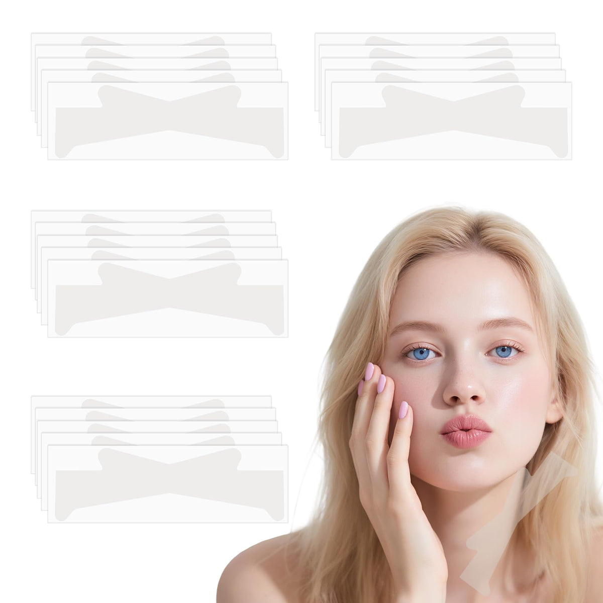BOXOB 20pcs Invisible Neck Lift Tape, Semi-Transparent Neck Tightening Strips Reusable Skin Wrinkle Patches for Saggy Skin & Wrinkles