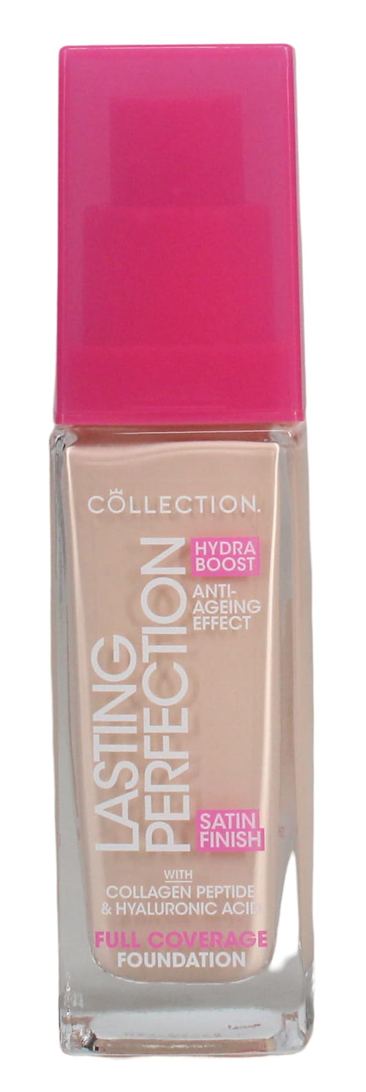 Collection Cosmetics Lasting Perfection Satin Foundation, Full Coverage, Hydra Boost, 4W Extra Fair Warm 27ml