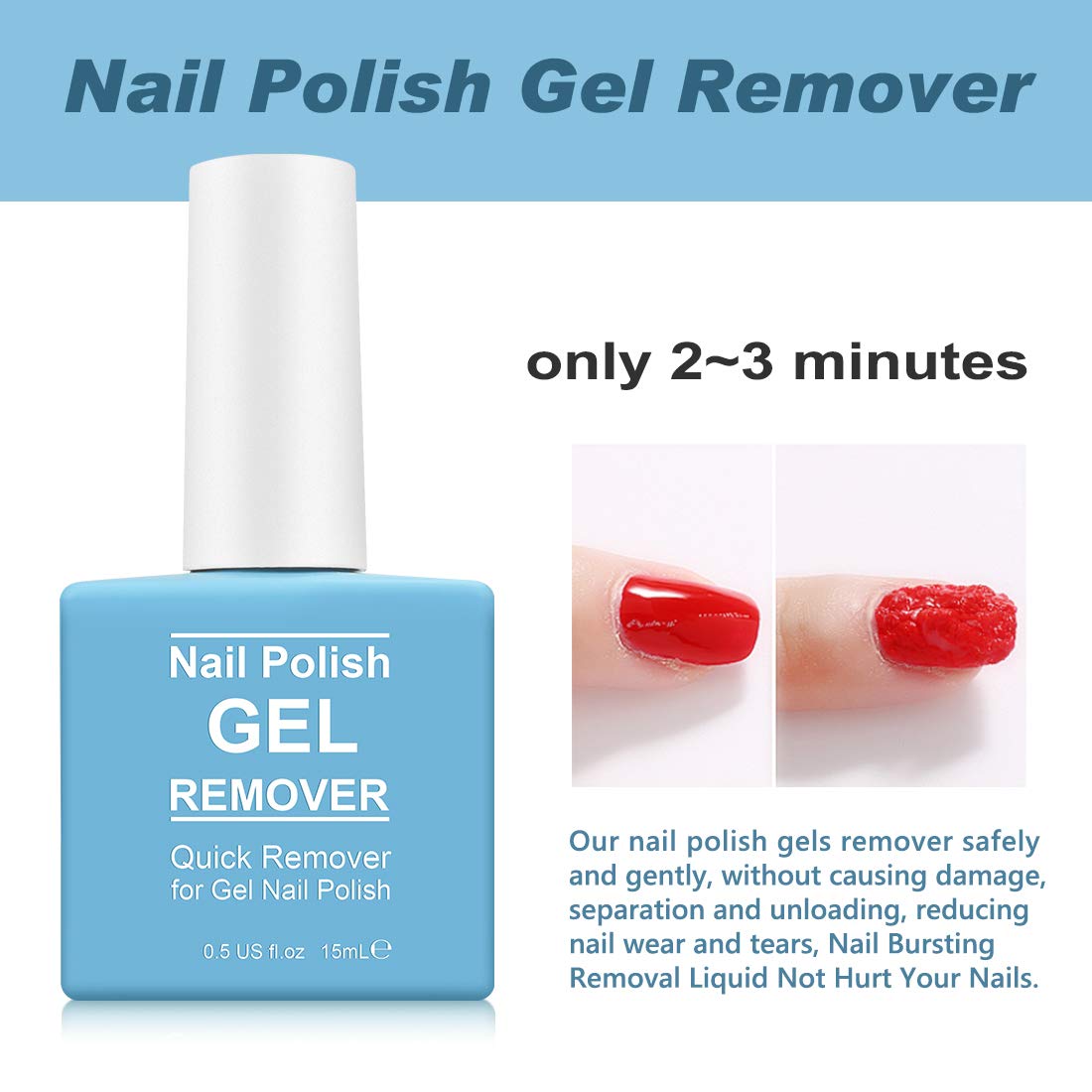 IFUDOIT Gel Nail Polish Remover 2 pack, Professional Nail Varnish Remover, Easily & Quickly Remove Soak Off Gel Polish, Doesn't Hurt Nails, for UV Plastic Nails, Acrylic Nails, Natural Nails Blue