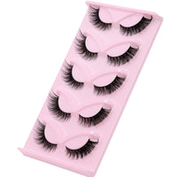 EMEDA Cat Eye Lashes 3D False Eyelashes Wispy Lashes Natural Look 13mm L Curl Lash Extension effect Thick Fox Eye Lashes 5 Pairs Faux lashes (Fox eye 31)