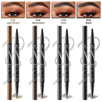 MAYEON Waterproof Dual-Ended Brow Pencil with 4-Prong Comb & Microblade Tip - Ultra-Fine Hair-Like Strokes, Smudge/Sweat Proof Formula(Includes Eyebrow Stencils & Brush) (Black)