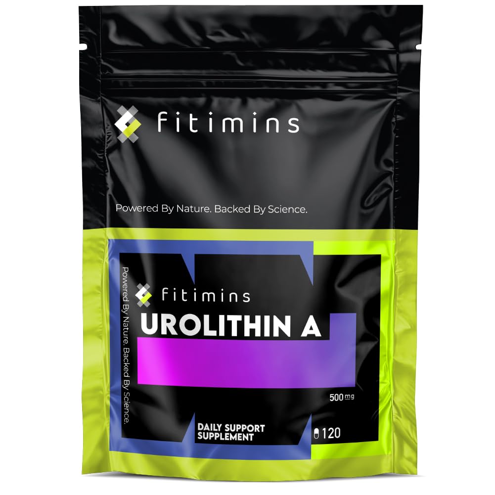 Urolithin A 500mg | High Strength Anti-Ageing Supplement | 120 Vegan Capsules | 4-Month Supply | UK-Made Supplement | Supports Mitochondria & Cell Function, Reduce Wrinkles & Boost Energy | Fitimins