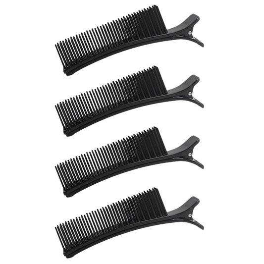 Generic 4 Pcs Sectioning Hair Clips, Hair Sectioning Clips, Hairdressing Clips with Nonslip Grip and Comb Hair Styling Accessories for Salon Home Hair Cutting Coloring (Black)