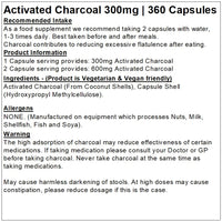 Peak Supps Activated Charcoal Capsules 300mg | Pure from Coconut Shells | Vegan (360)