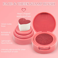 LOPHE Heart Stamp Blush, Stamp Blush with Heart Shaped Applicator, Air Cushion Blusher, Moisturizing Cheek Tint Blushers for Cheeks Make Up, Natural-Look Cheek Tint Set Long Lasting Makeup (#02)