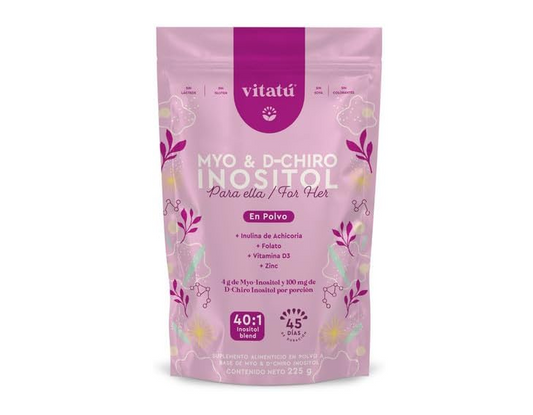 Vitatú | Myo Inositol (4g) & D-Chiro Inositol (1g) Ideal Mix 40:1 | with Folic Acid + Vitamin D3 + Zinc (7.9oz / 225g)